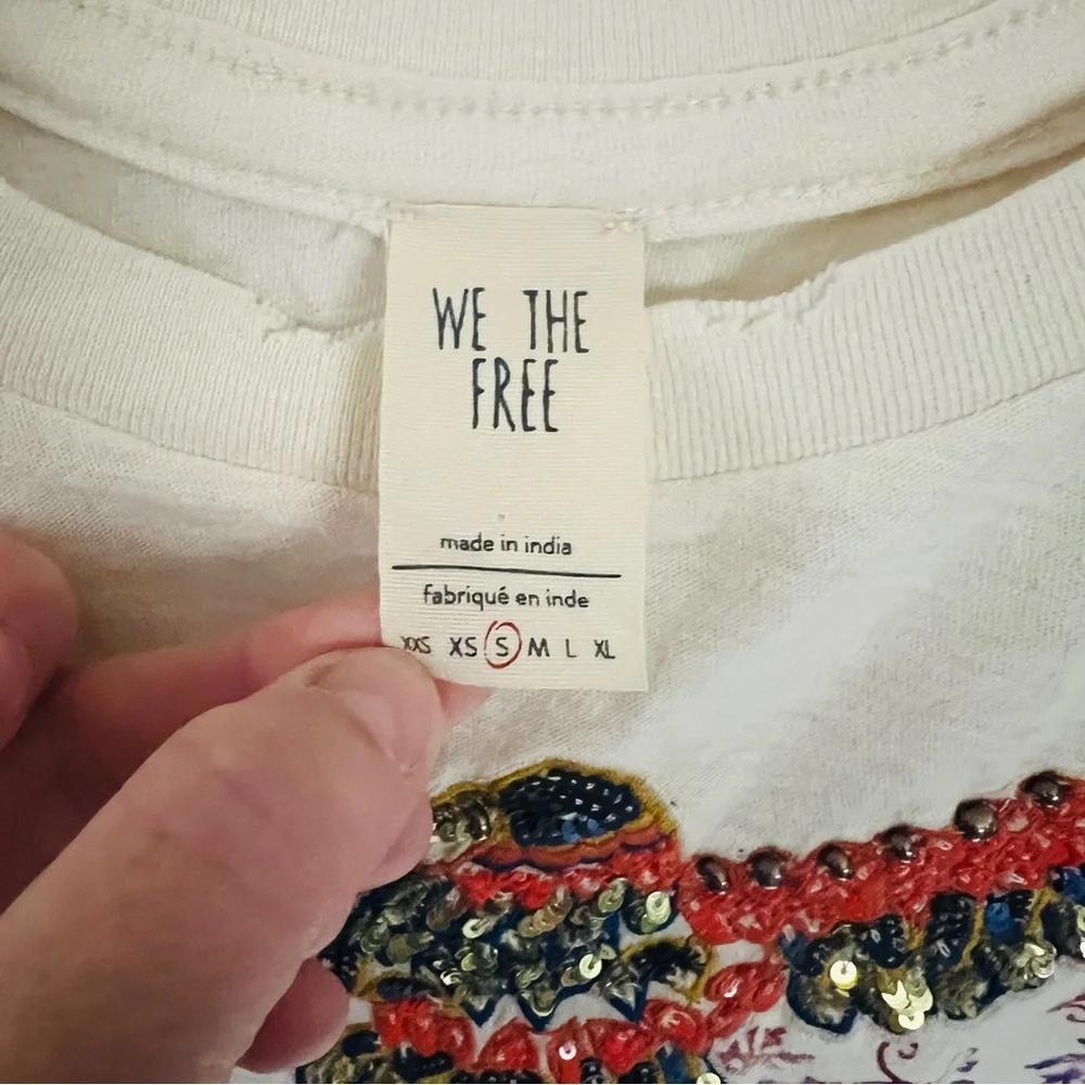 FREE PEOPLE sequin eagle crop tee sz Small - Picture 7 of 7